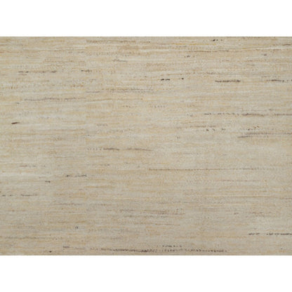 6'X11'10" Swan White All Wool Modern Plain Design Hand Knotted Runner Rug