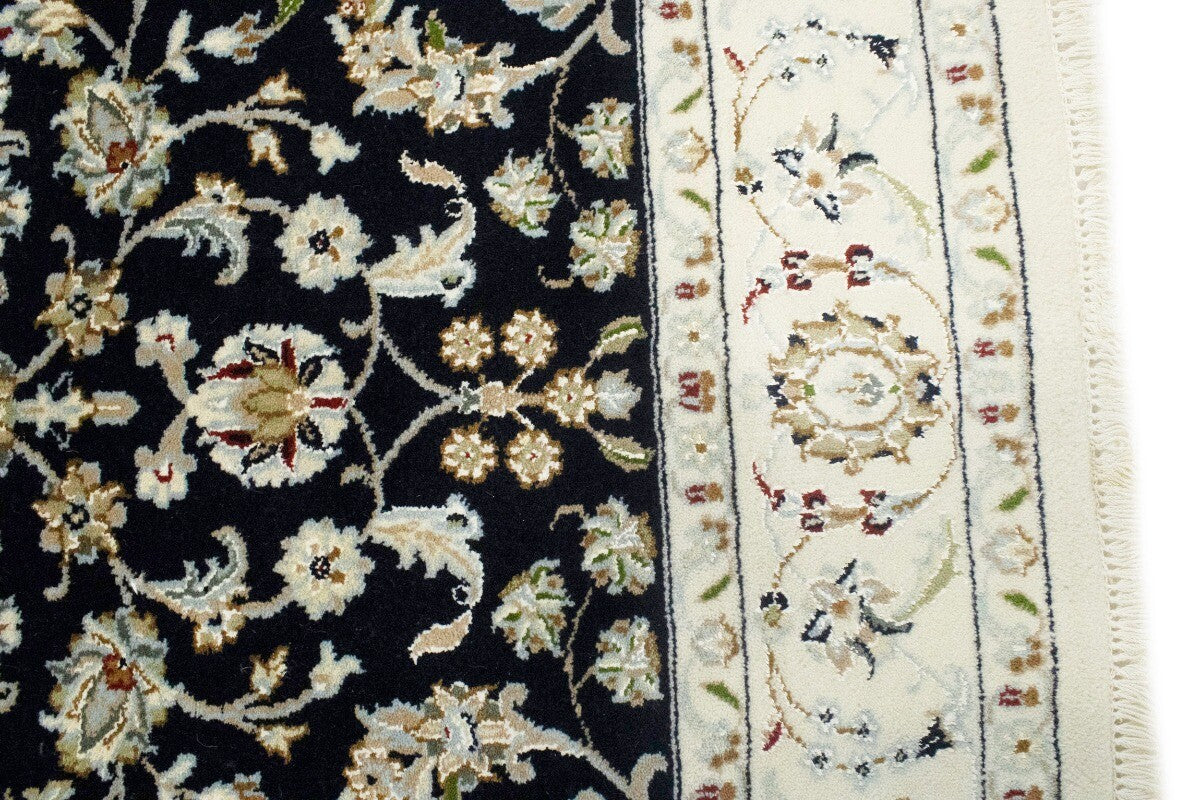 4X6 Ft Navy Floral Indo-Nain Oriental Rug
