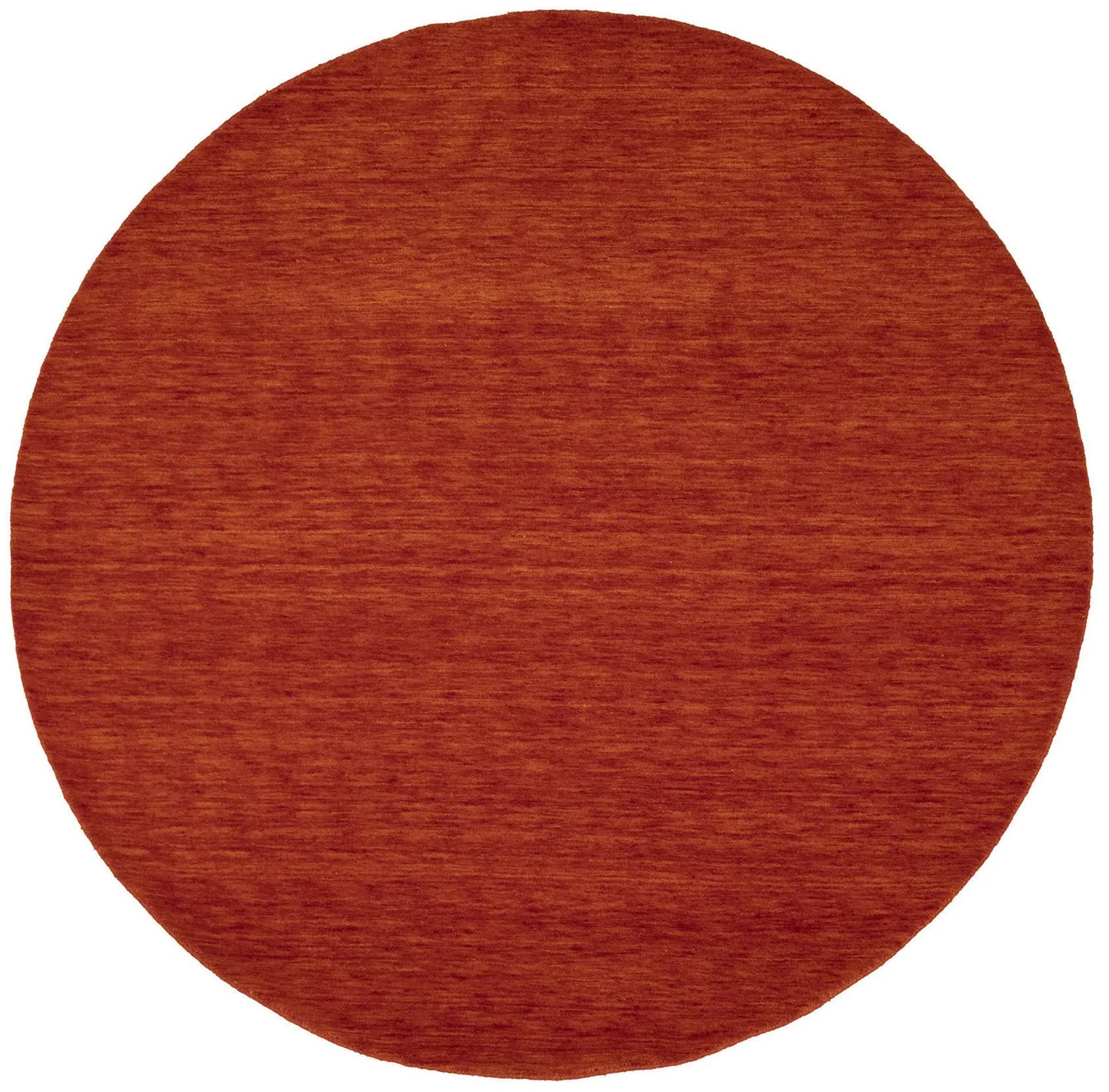 5'11x5'11 Orange Red Solid Hand-Loomed 6X6 Gabbeh Wool Round Rug Oriental