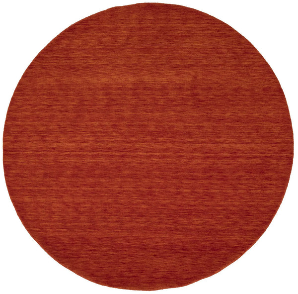 5'11x5'11 Orange Red Solid Hand-Loomed 6X6 Gabbeh Wool Round Rug Oriental