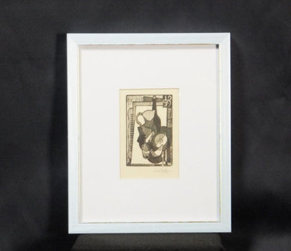 Clment Serveau 1959 Signed Woodcut "Fruits And Wine On Table" French Modernist