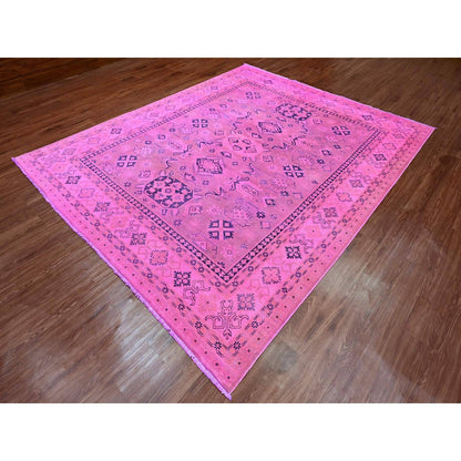 7'10"X9'7" Pink Overdyed Kazak Medallions Design Wool Hand Knotted Rug