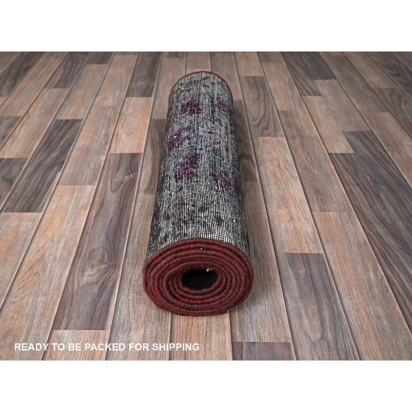 2'4"X10' Overdyed Red Vintage Zoroastrian Pure Wool Hand Knotted Runner Rug