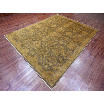 7'10"X10' Brown Peshawar Ziegler Mahal, Design Hand Knotted Pure Wool Rug