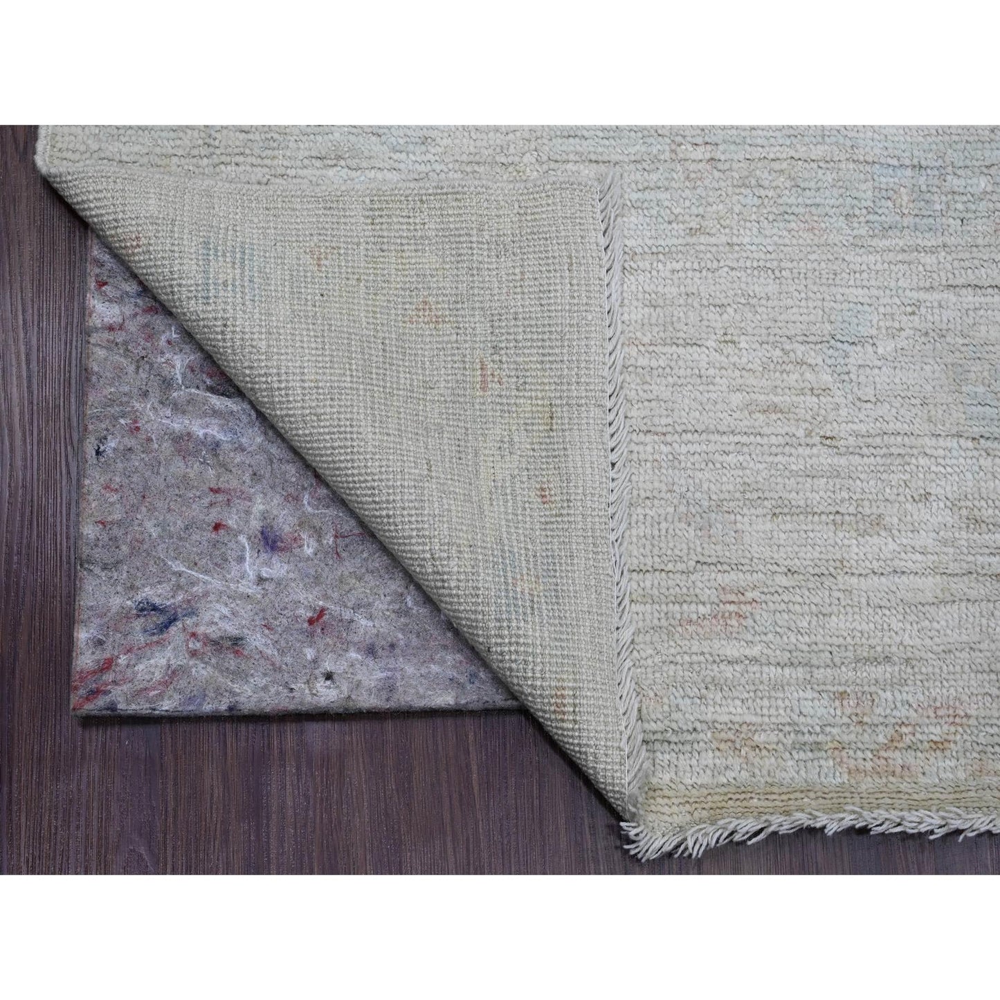 8'X9'7" Misty Gray Afghan Angora Oushak Pure Wool Hand Knotted Rug