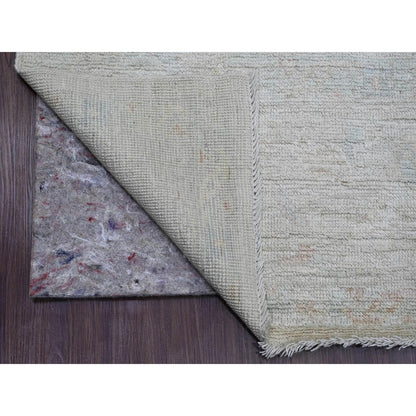 8'X9'7" Misty Gray Afghan Angora Oushak Pure Wool Hand Knotted Rug