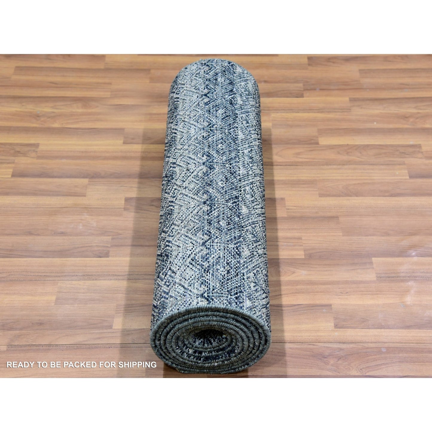 2'8"X10'1" Riverway Gray Hand Knotted Kohinoor Extra Soft Wool Runner Rug
