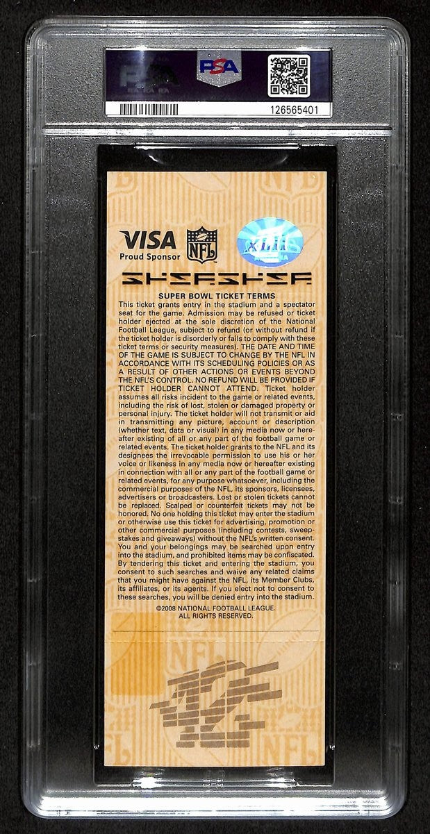 2008 Super Bowl Xlii (42) Full Ticket Giants Vs. Patriots Psa Gem Mint 10