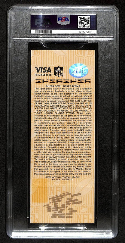 2008 Super Bowl Xlii (42) Full Ticket Giants Vs. Patriots Psa Gem Mint 10