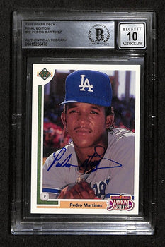 Pedro Martinez Hof Signed 1991 Upper Deck Rc Card #2F Bas/Beckett Gem Mint 10