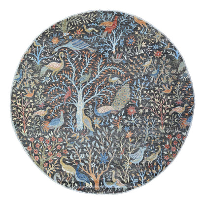 8'X8' Gauntlet Gray Wool Afghan Hand Knotted Peshawar Oriental Round Rug