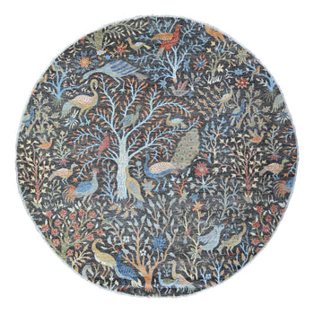 8'X8' Gauntlet Gray Wool Afghan Hand Knotted Peshawar Oriental Round Rug