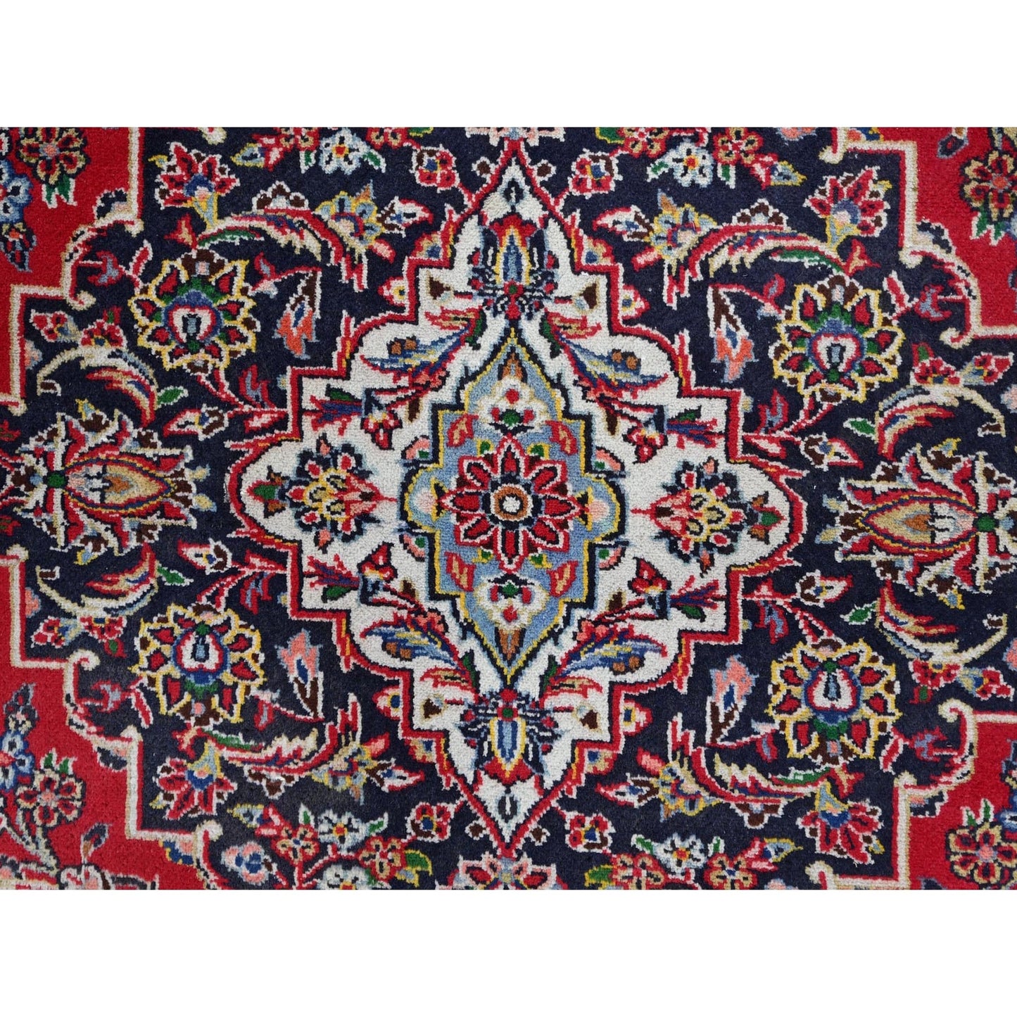 9'10"X13'1" Ketchup Red Hand Knotted Wool Vintage Kishoon Full Pile Rug