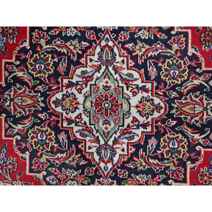 9'10"X13'1" Ketchup Red Hand Knotted Wool Vintage Kishoon Full Pile Rug