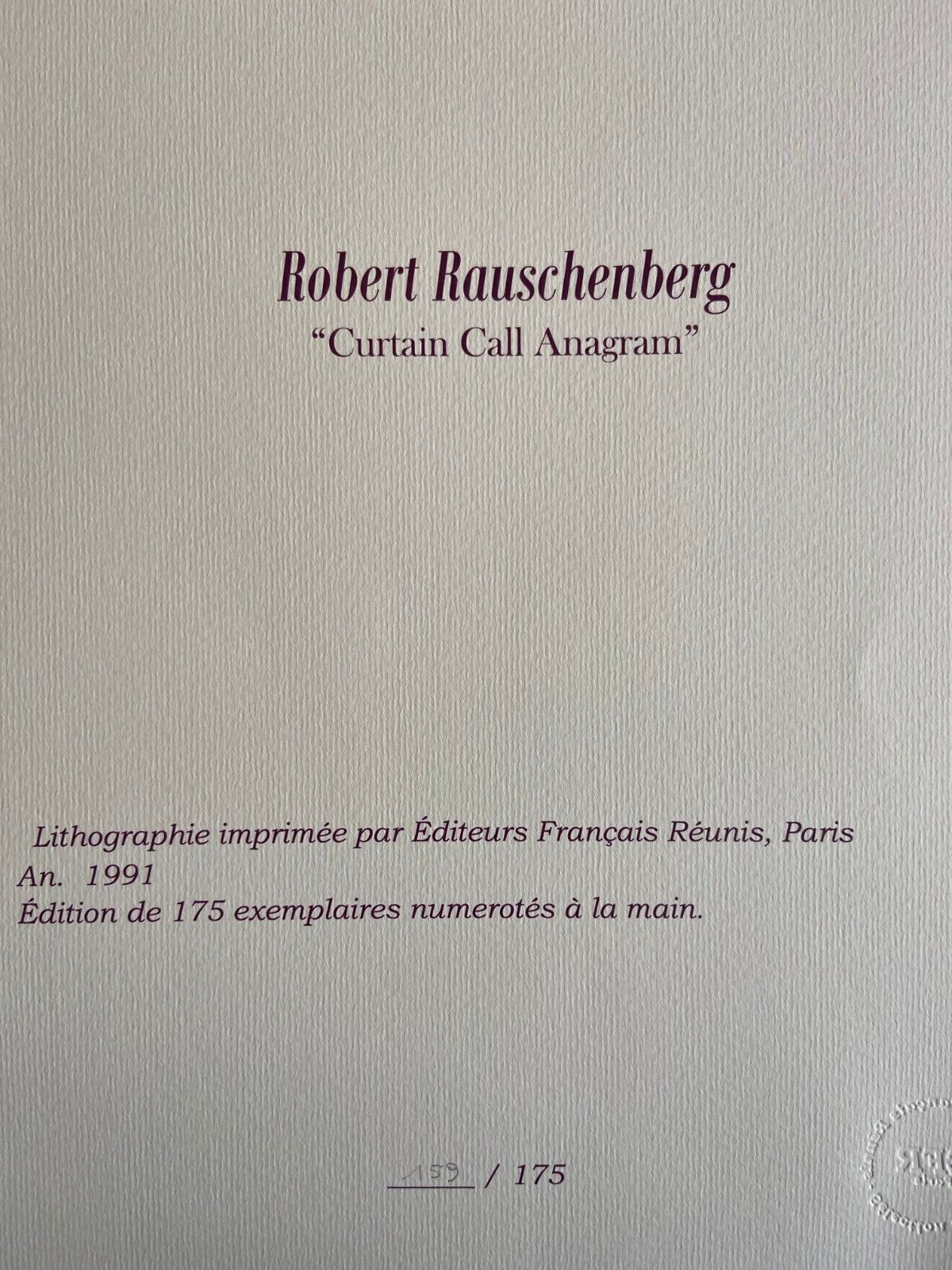 Robert Rauschenberg Lithograph Coa Numbered Signed Op Jasper Johns