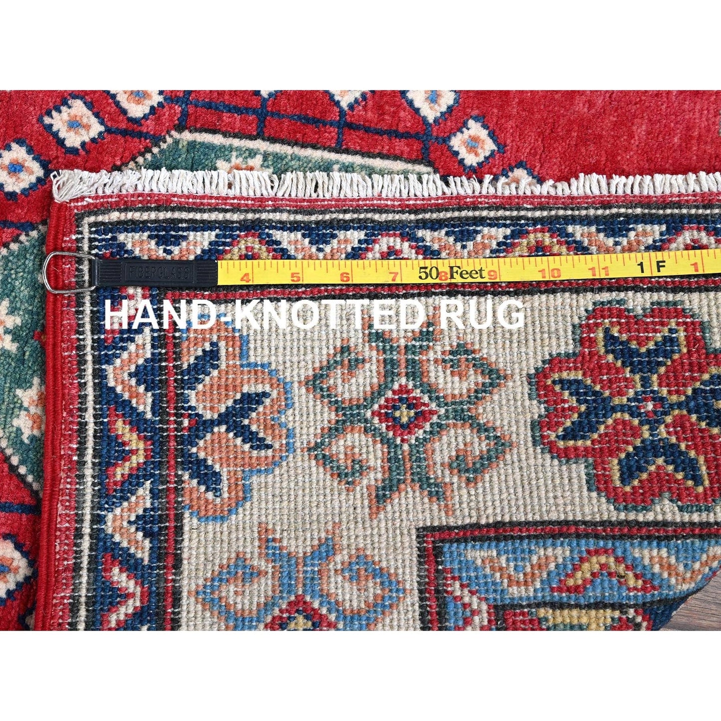 2'9"X12'10" Chili Red Kazak Hand Knotted Soft Wool Runner Oriental Rug