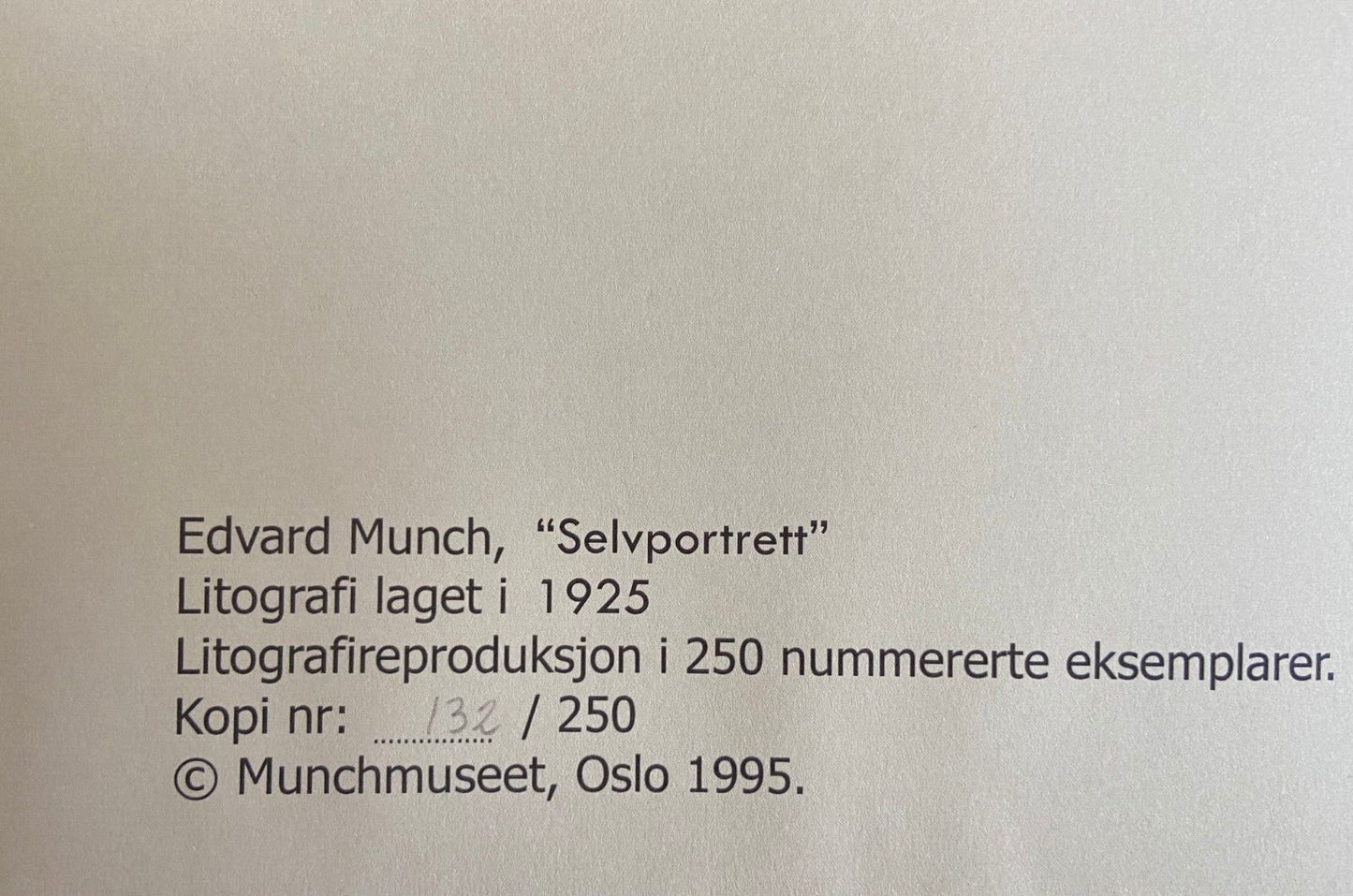 Edvard Munch 'Self-Portrait' Lithograph Coa Hand-Signed Numbered