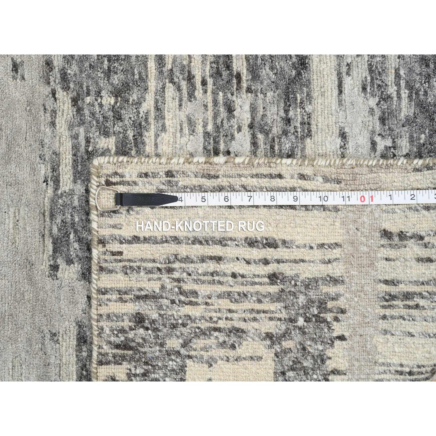 2'6"X20' Gray Modern Design Wool Hand Knotted Xl Runner Rug