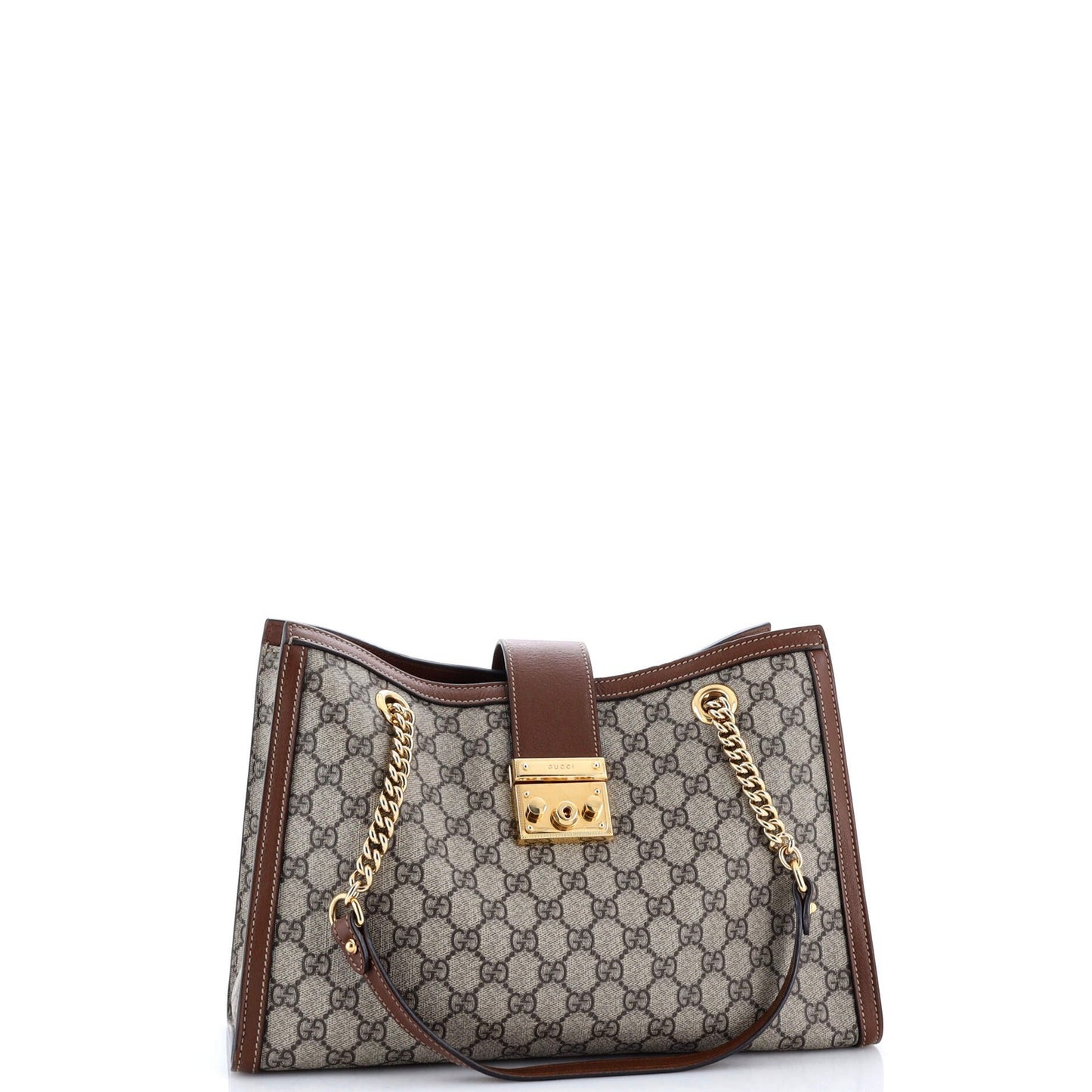 Gucci Padlock Chain Tote Gg Coated Canvas With Leather Medium