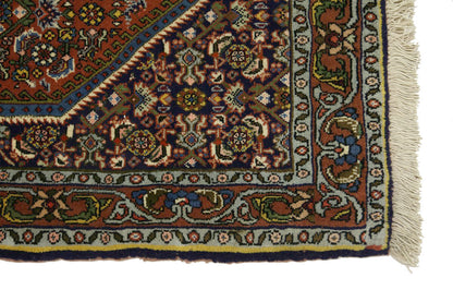 250 Kpsi Navy Orange Floral Square Rug Small