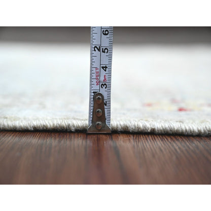 3'X11'8" Brown Peshawar Bijar Garus Design Wool Hand Knotted Runner Rug