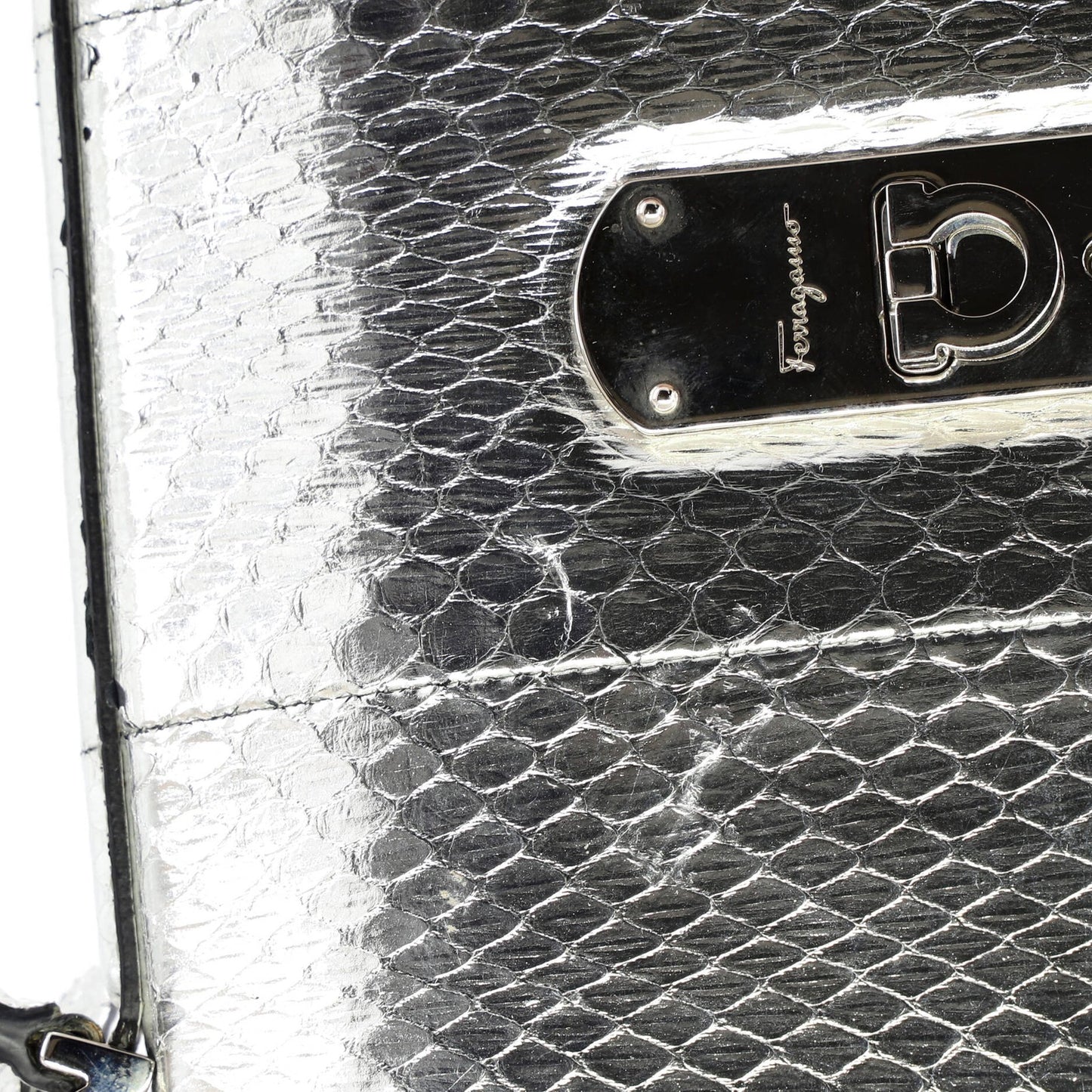 Salvatore Ferragamo Boxyz Top Handle Bag Snakeskin Medium