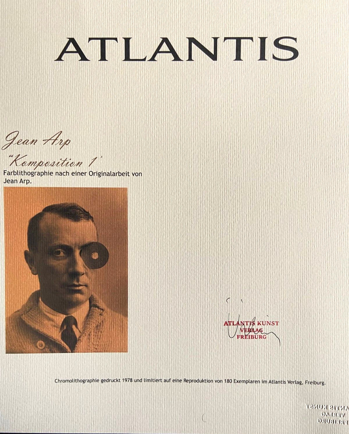 Jean Hans Arp Lithograph Numbered Coa