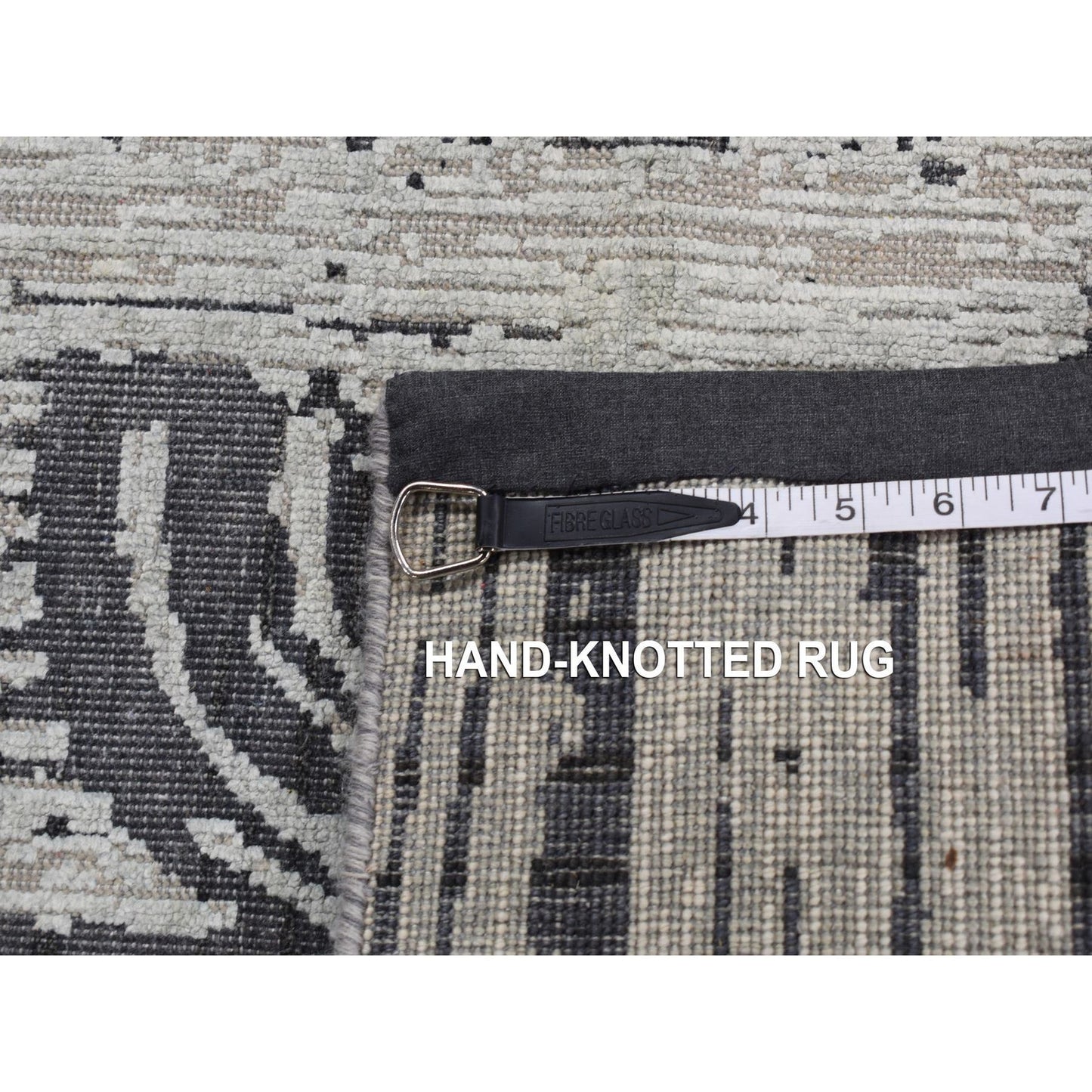 3'X5'6" Gray The Cane Pure Silk With Wool Hand Knotted Rug