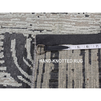 3'X5'6" Gray The Cane Pure Silk With Wool Hand Knotted Rug