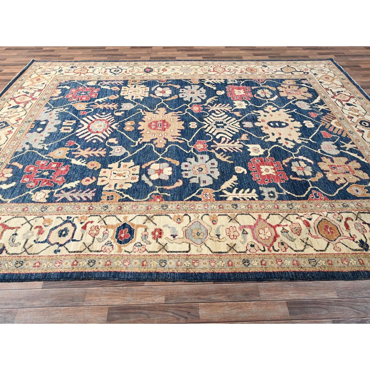10'1"X14'1" Yale Blue Afghan Oushak Hand Knotted Wool Supple Collection Rug