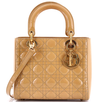 Christian Dior Lady Dior Bag Cannage Quilt Patent Medium