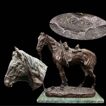 Pierre Jules Mene (France) 16In Large Bronze Sculpture War Horse  Antique Art