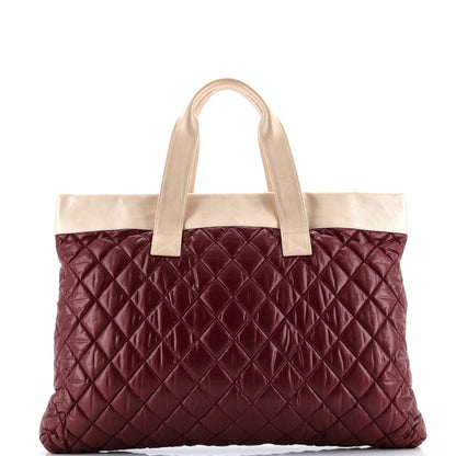 Chanel Coco Cocoon Flat Tote Quilted Nylon With Leather Large