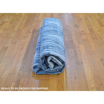 10'X10' Pure Silk And Textured Wool Square Zigzag With Graph Design Rug