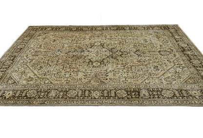 Distressed Antique Rug Muted Classic Floral