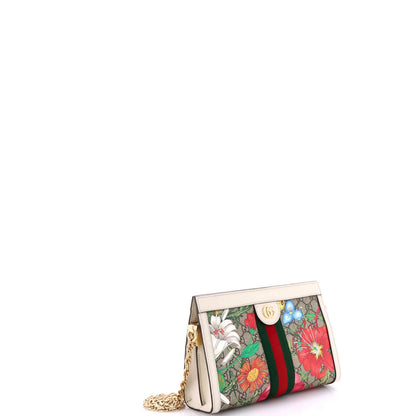 Gucci Ophidia Chain Shoulder Bag Flora Gg Coated Canvas Small