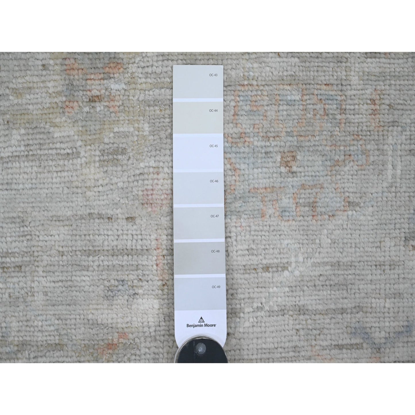 4'X6' Gray 100% Wool Afghan Angora Oushak Leaf Pattern Hand Knotted Rug