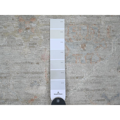 4'X6' Gray 100% Wool Afghan Angora Oushak Leaf Pattern Hand Knotted Rug