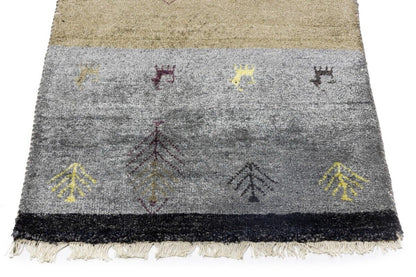 Handwoven Indo-Gabbeh Oriental Runner Rug