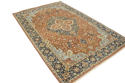 6X9 Ft Handmade Rust Serapi Oriental Rug Farmho