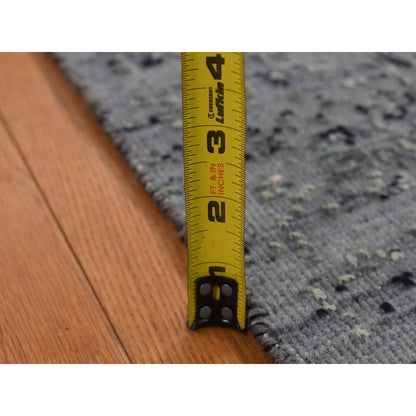 2'9"X7'10" Gray Zoroastrian Design Silk With Wool Hand Knotted Runner Rug