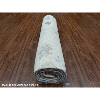 8'2"X10' Ivory Hand Knotted Afghan Angora Oushak Pure Wool Rug