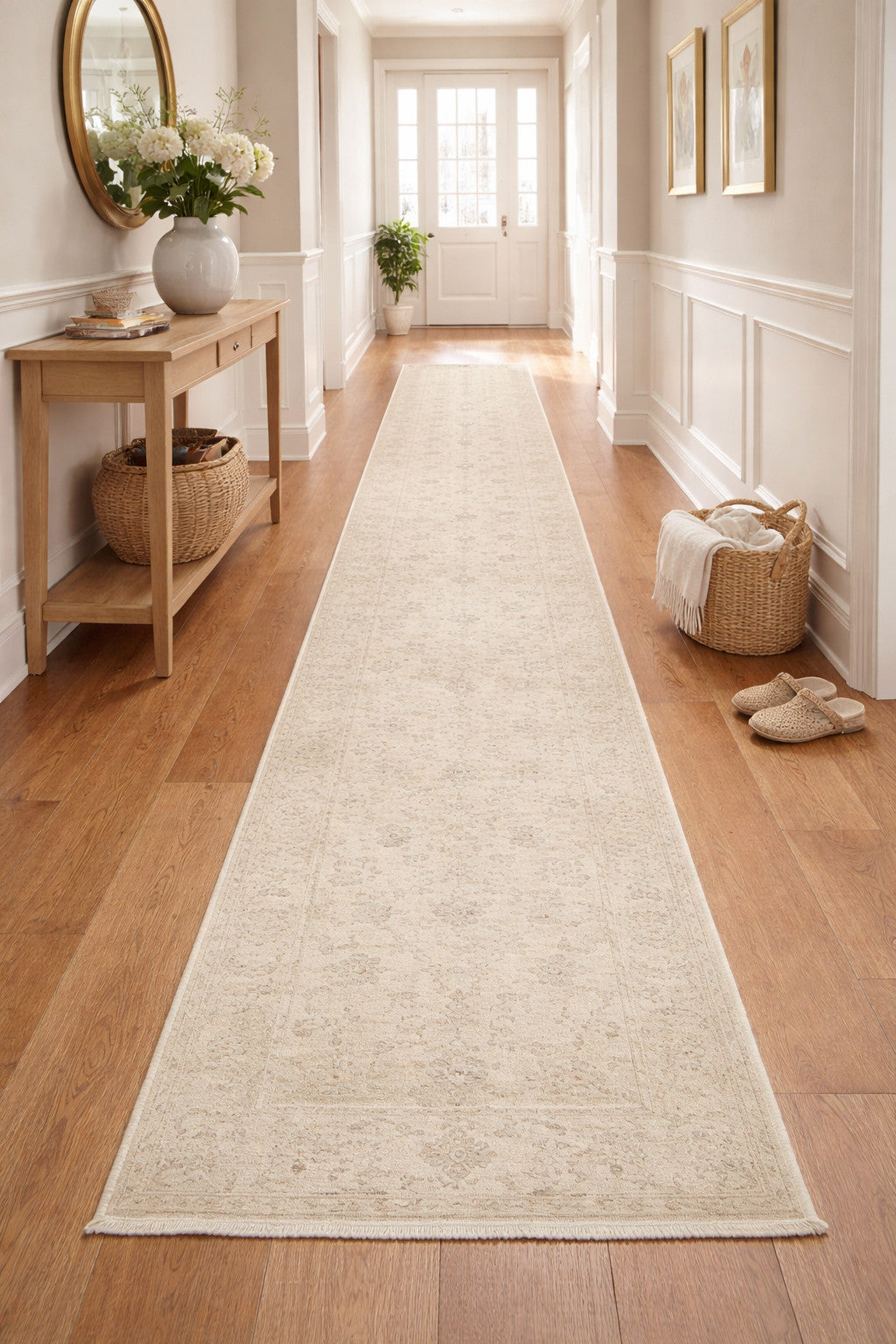 2'6X14 Handmade Wool Oriental Runner Rug Muted Floral Design Hallway Carpet