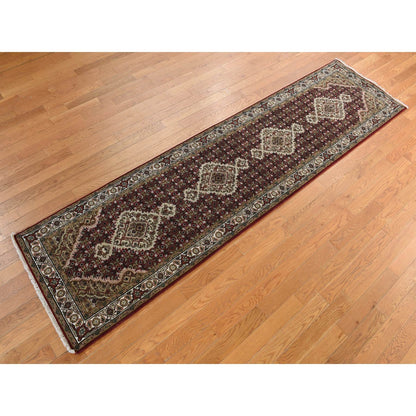 2'7"X12' Red Tebraz Mahi Hand Knotted 100% Wool Runner Rug