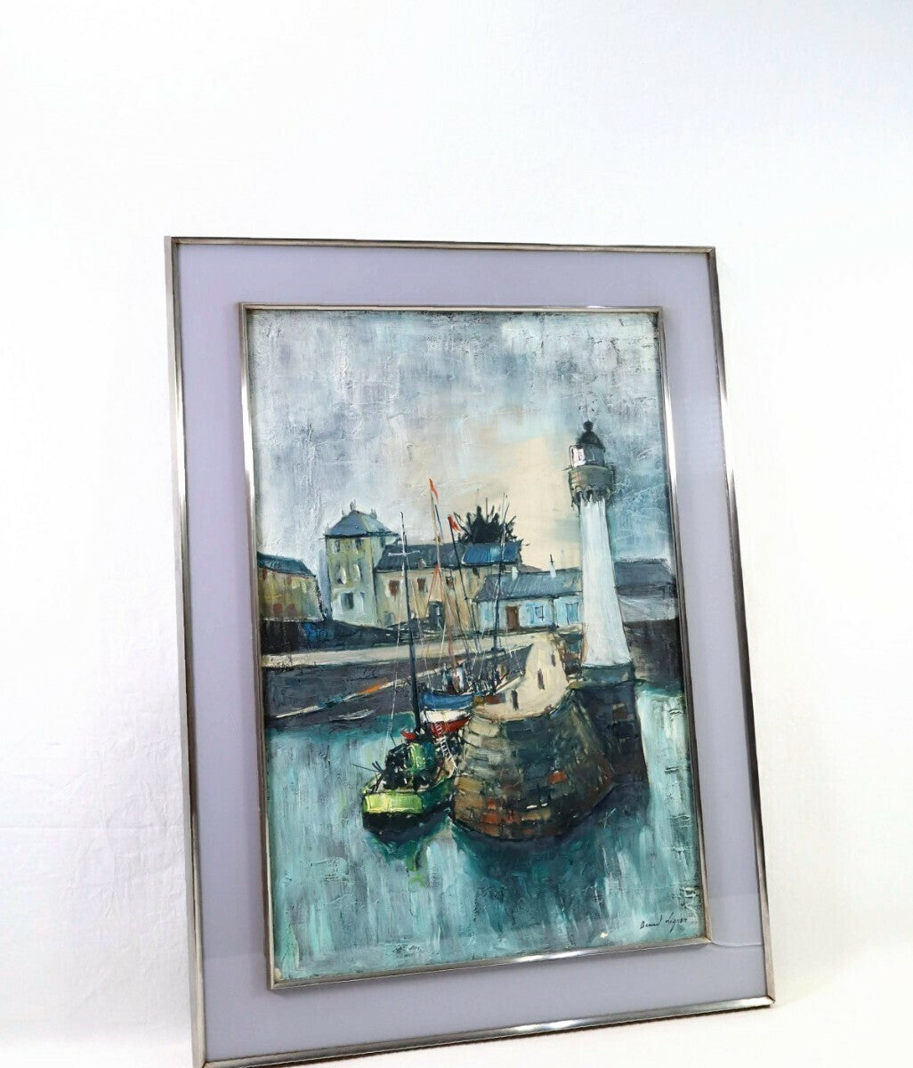 Bernard Lignon (French) Original Painting Oil on Canvas Signed Framed Port