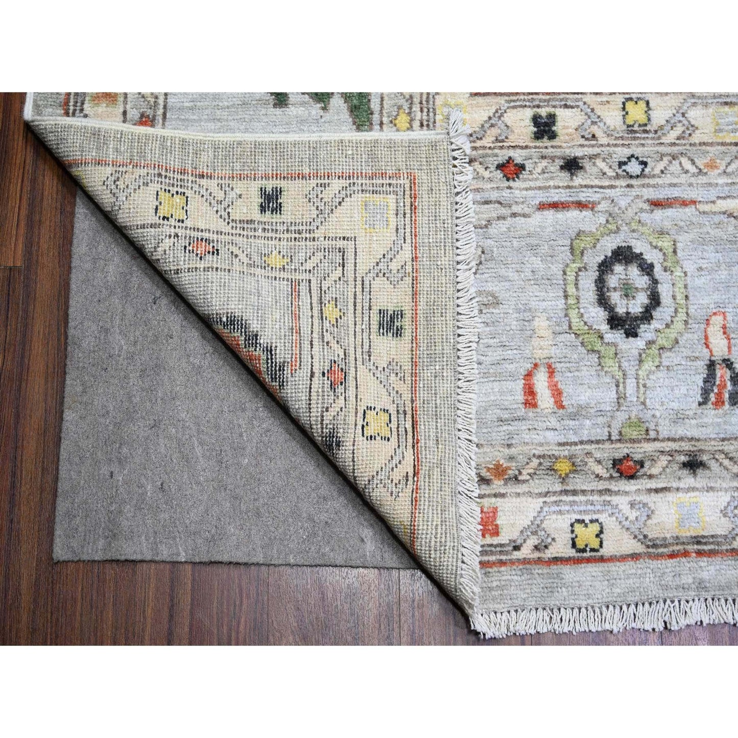 11'9"X11'9" Gray Afghan Angora Oushak Wool Hand Knotted Square Rug