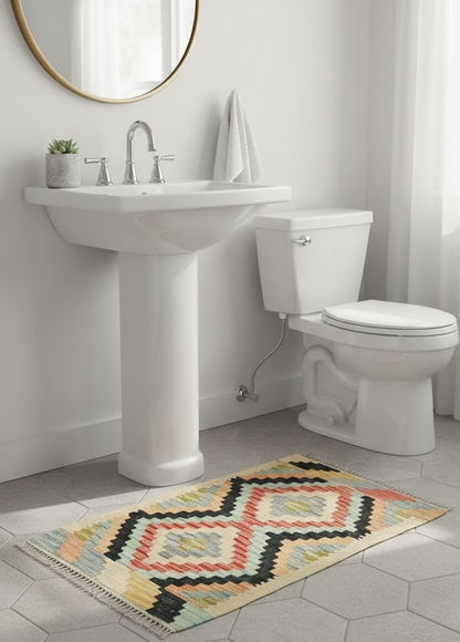 Kilim Flat Woven Oriental Rug Small 2x3 Decor Carpet Reversible For Bedroom Bathroom