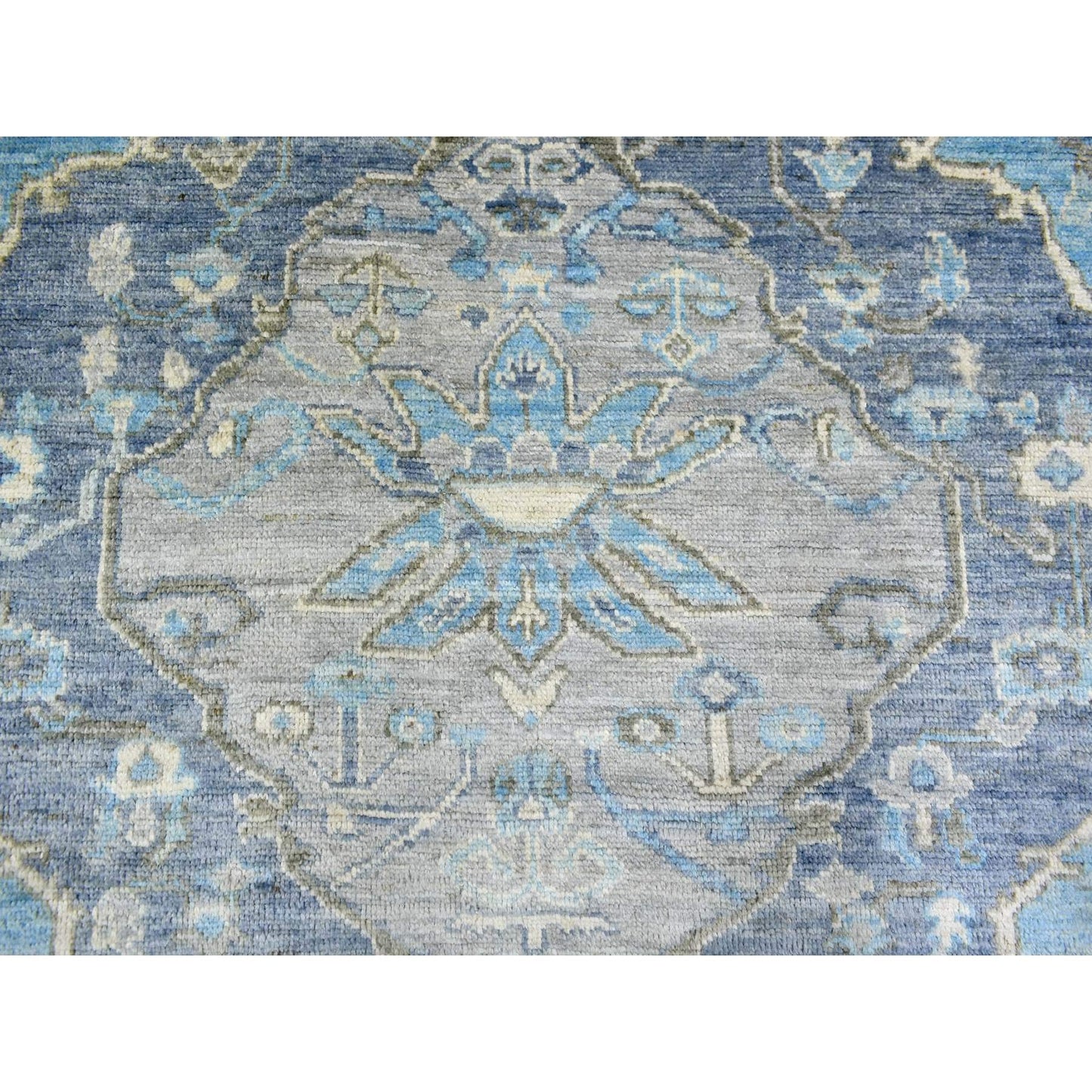 8'X9'6" Blue Hand Knotted Anatolian Village Inspired Wool Rug