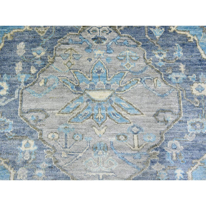 8'X9'6" Blue Hand Knotted Anatolian Village Inspired Wool Rug