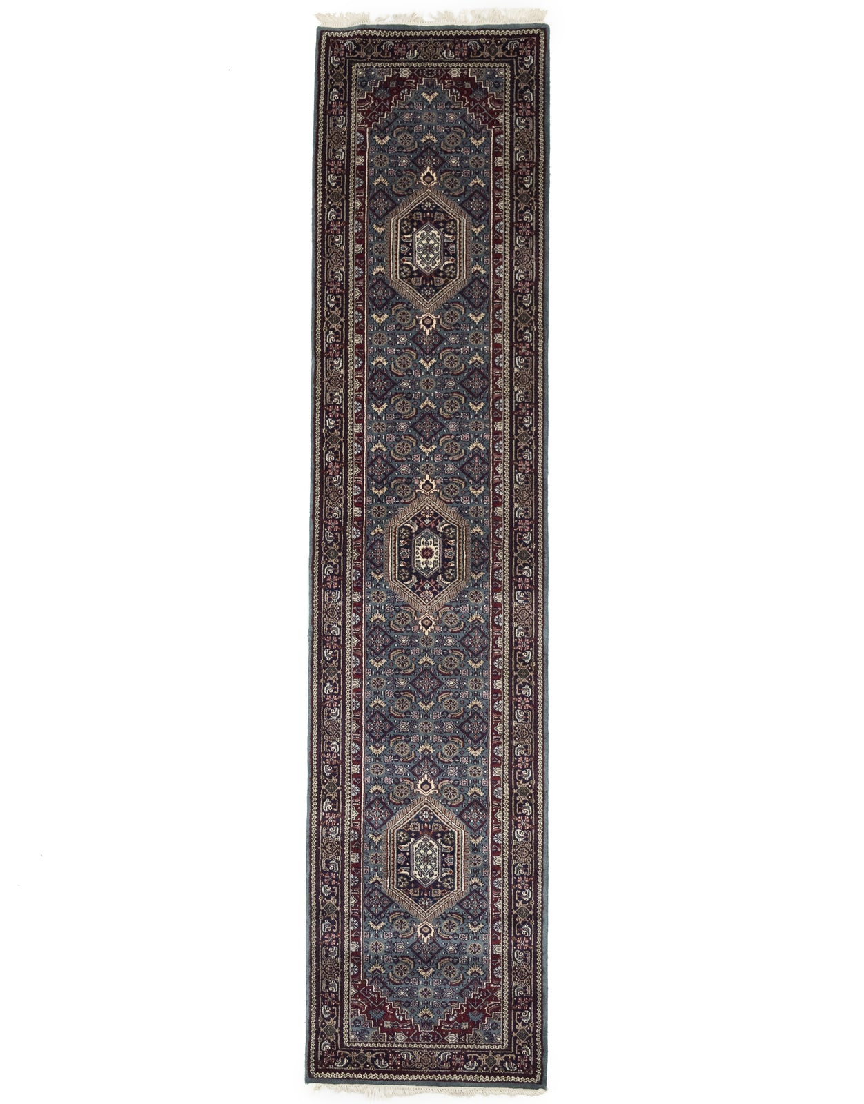 Hand-Knotted Indo-Bidjar Oriental Runner Rug Wool